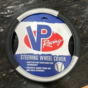 New: VP Racing Black and Silver Carbon Fiber Steering Wheel Cover